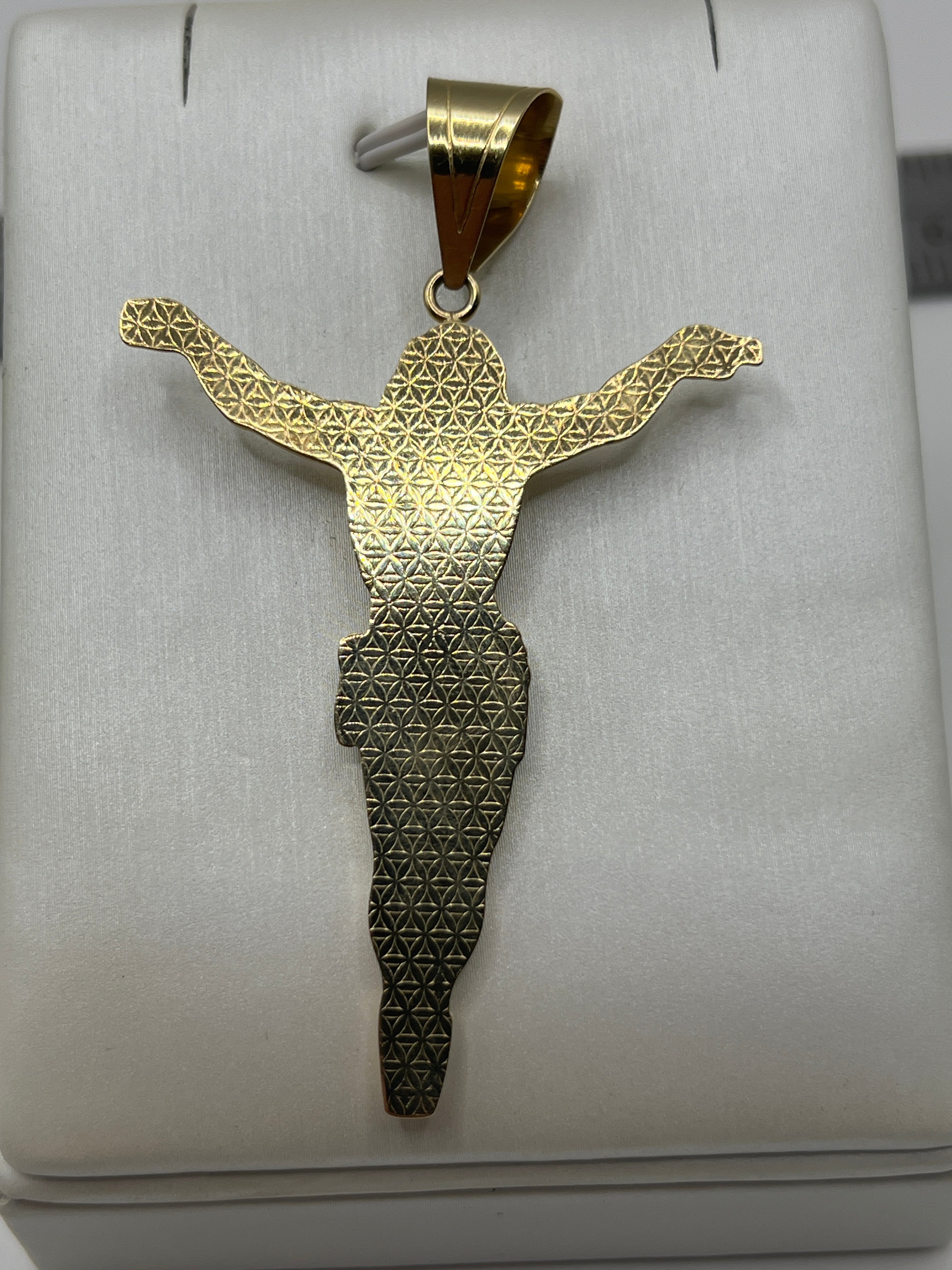 10K Yellow Gold Jesus Pendant – Religious Cross Faith Charm Necklace