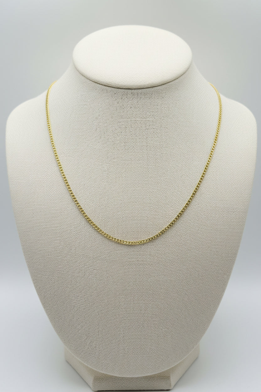 10K Yellow Gold Cuban Chain 18” – 2mm Classic Link Necklace Jewelry
