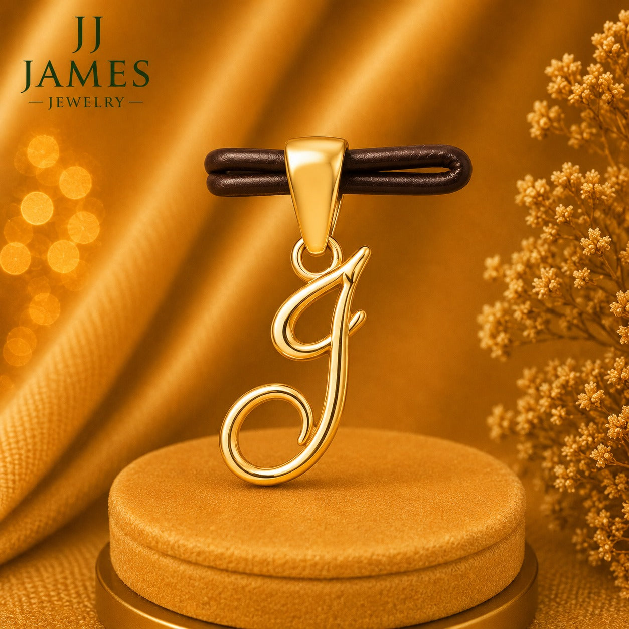 10K Yellow Gold Initial J Pendant – Personalized Letter Necklace Charm