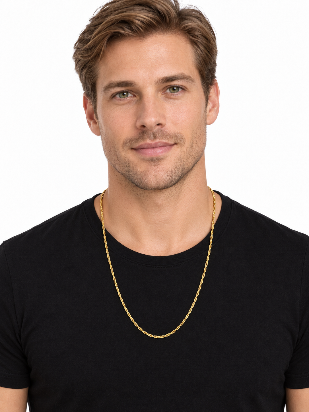 26 Inch 10K Yellow Gold Hollow Rope Chain 2mm