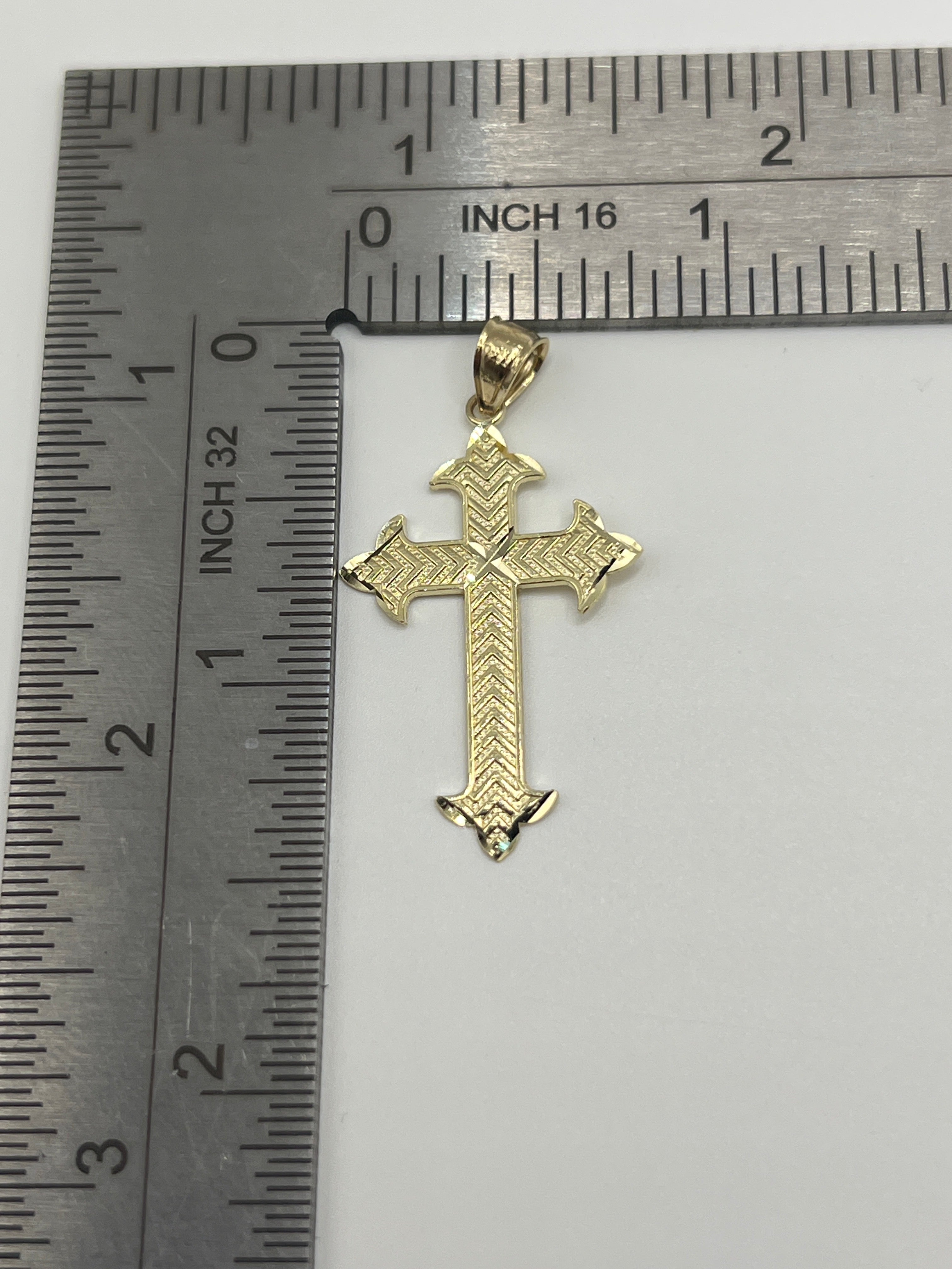 10K Yellow Gold Cross Pendant – Classic Faith Religious Necklace Charm