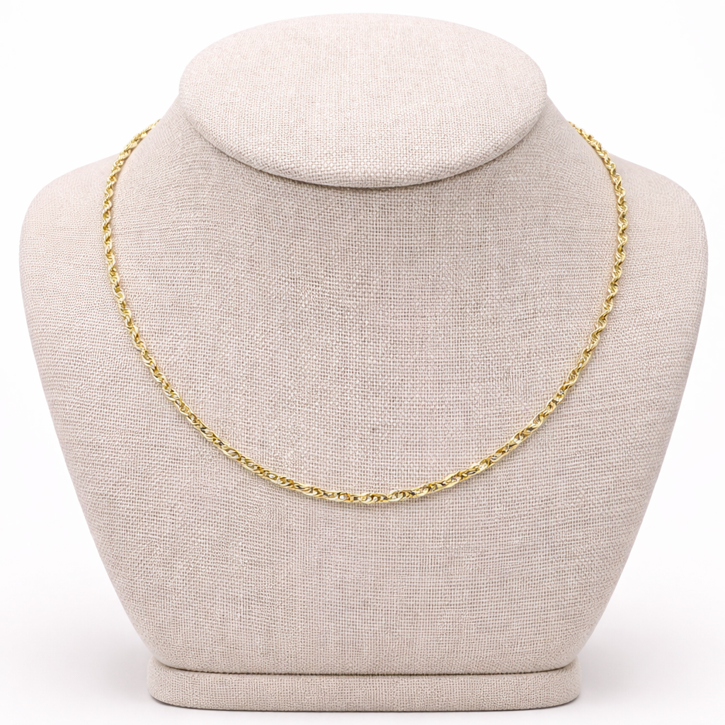 10K Yellow Gold Rope Chain 18" – 2.5mm Classic Twisted Necklace