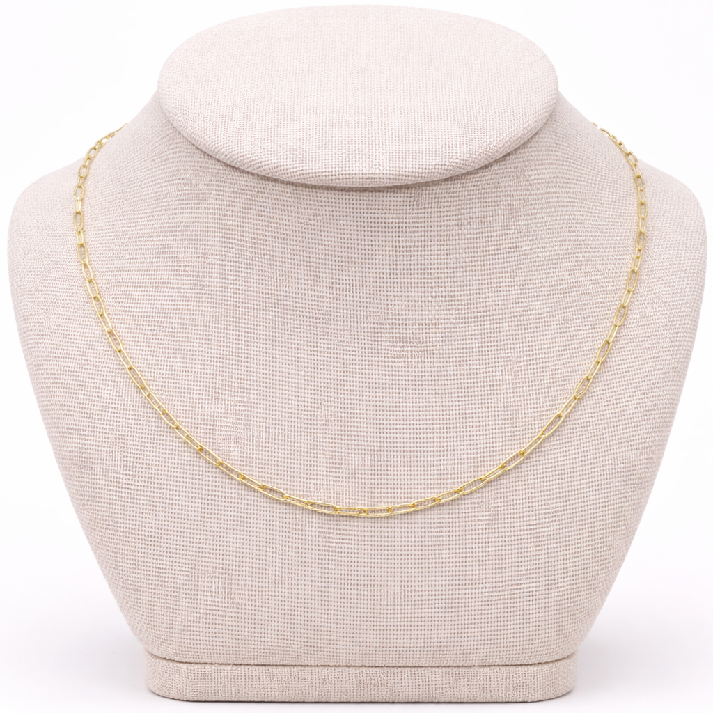 10K Yellow Gold Paperclip Chain Necklace – 18" 2.2mm Elegant Jewelry