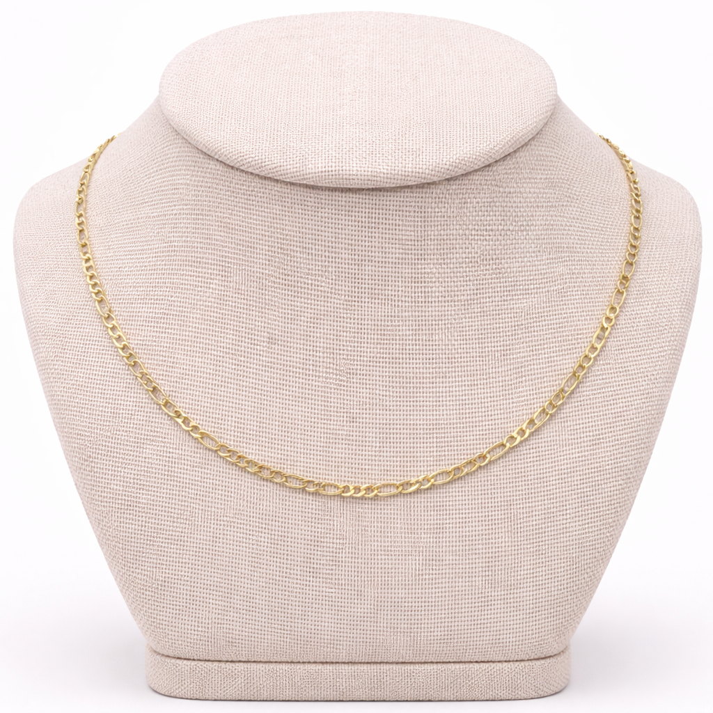 10K Yellow Gold Figaro Chain 18” – 2.5mm Classic Link Necklace Jewelry