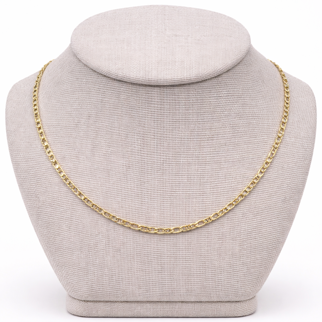10K Yellow Gold Figaro Chain 18” – 3.5mm Classic Link Necklace Jewelry