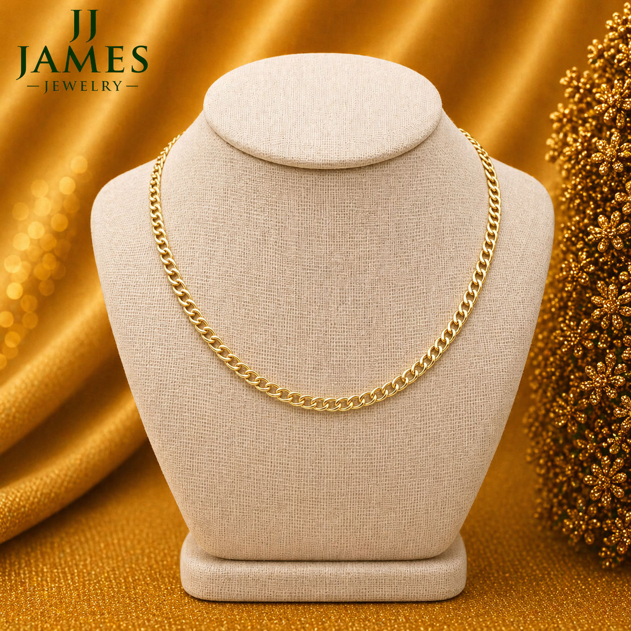 10K Yellow Gold Cuban Chain 18" – 3.3mm Classic Link Necklace