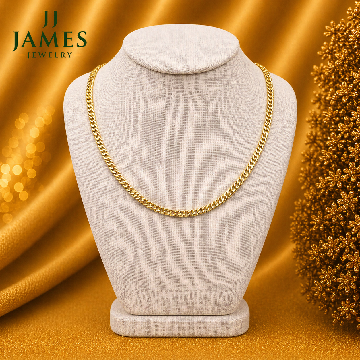 10K Yellow Gold Cuban Chain 20" – 3.3mm Classic Link Necklace