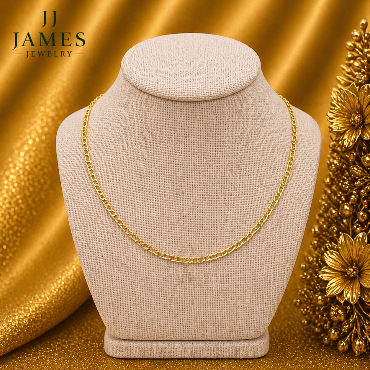 10K Yellow Gold Figaro Chain 18” – 2.5mm Classic Link Necklace Jewelry