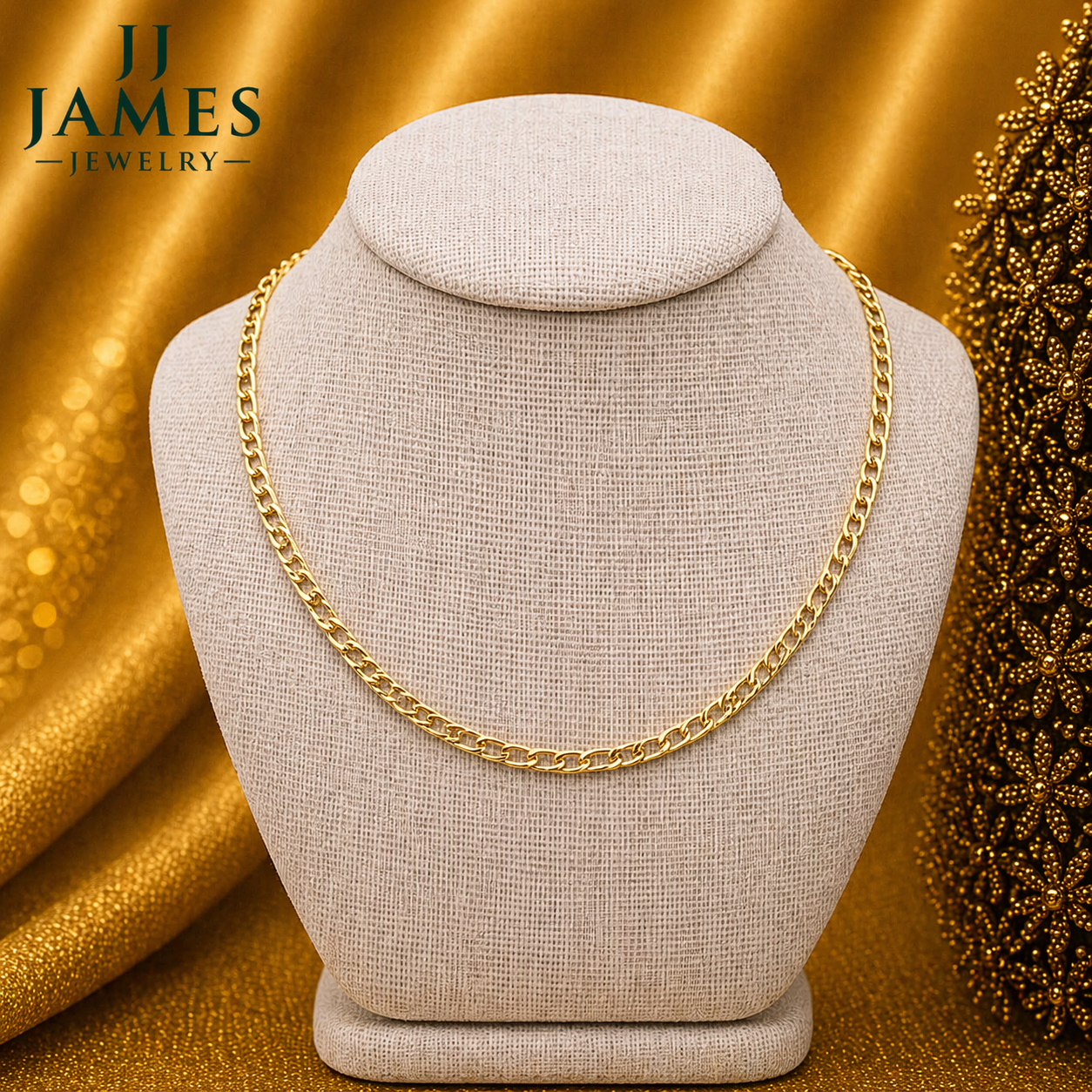 10K Yellow Gold Figaro Chain 18” – 3.5mm Classic Link Necklace Jewelry