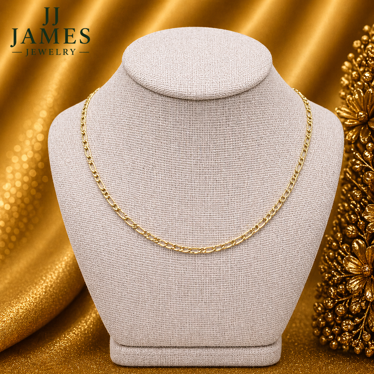 10K Yellow Gold Figaro Chain 20” – 2.5mm Classic Link Necklace Jewelry