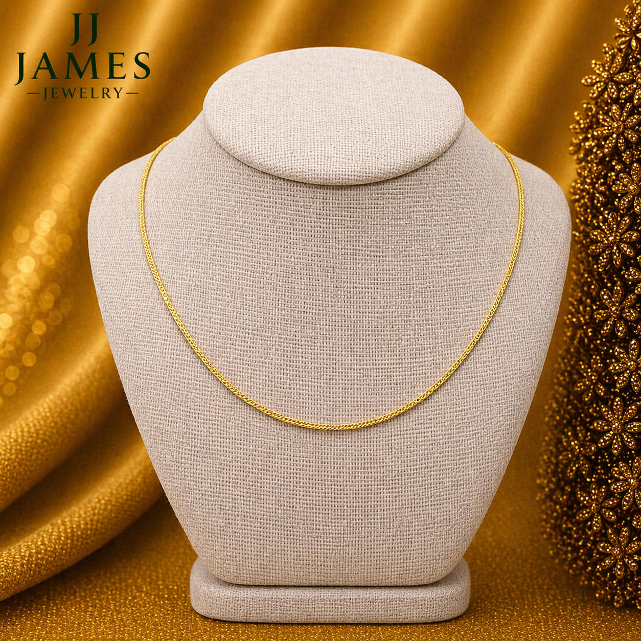 10K Yellow Gold Franco Chain 16" – 1.5mm Fine Link Necklace