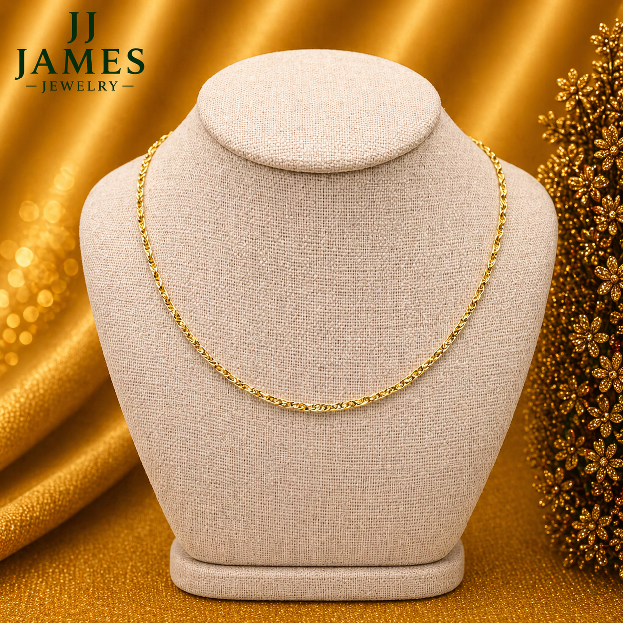 10K Yellow Gold Rope Chain 18" – 2.5mm Classic Twisted Necklace