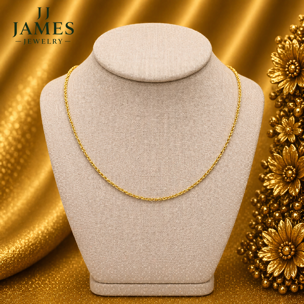 10K Yellow Gold Rope Chain 20” – 1.5mm Classic Twisted Necklace Jewelry