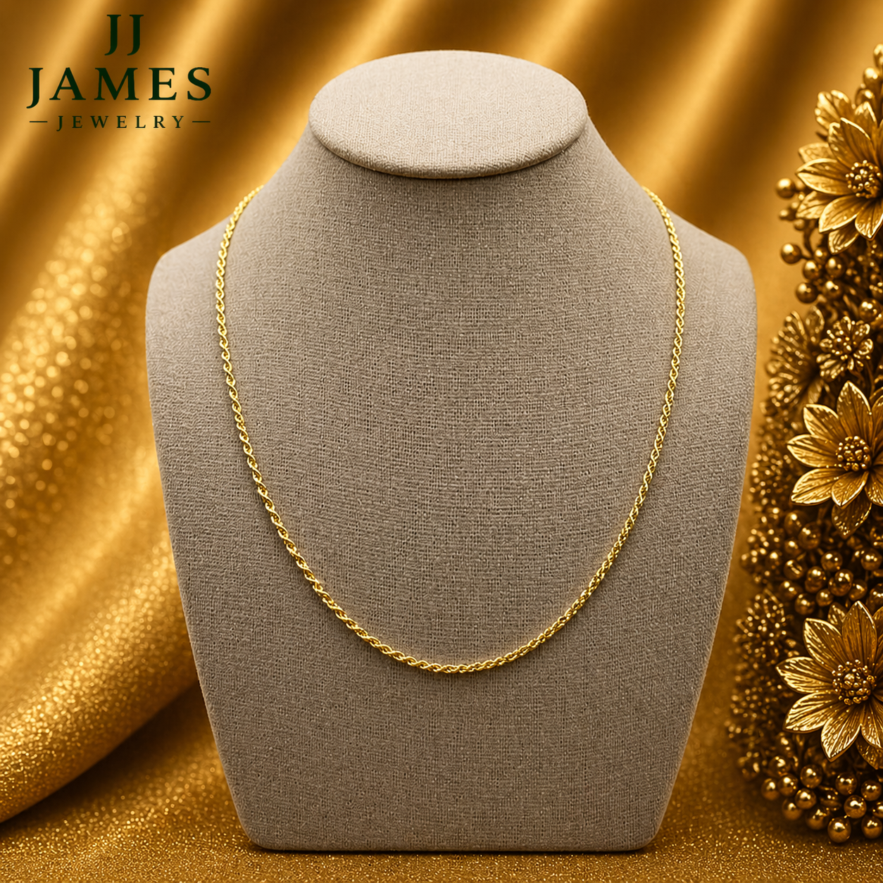 10K Yellow Gold Rope Chain 20” – 2mm Classic Twisted Necklace Jewelry