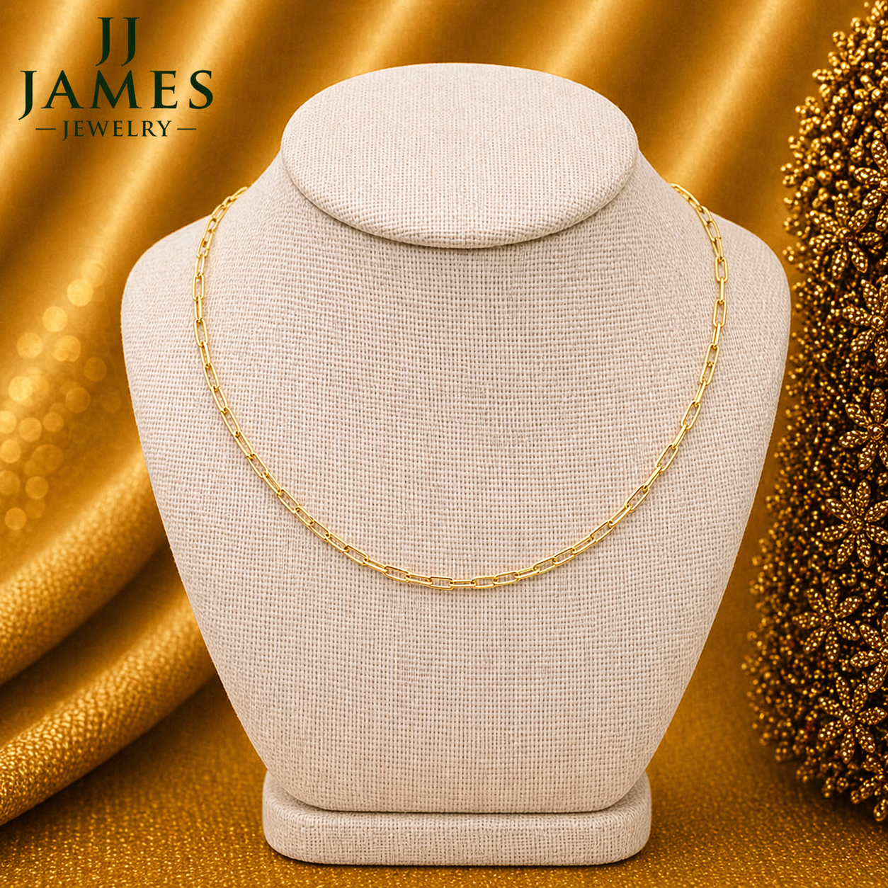 10K Yellow Gold Paperclip Chain Necklace – 18" 2.2mm Elegant Jewelry