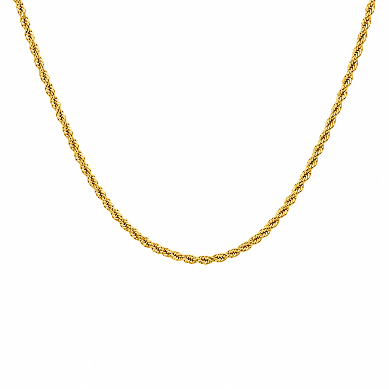 10K Yellow Gold Hollow Rope Chain 2mm 20 Inch