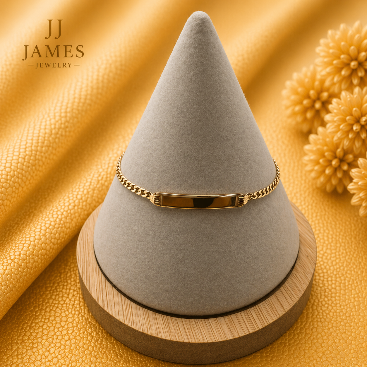 14K Yellow Gold Cuban Plate Bracelet 7” – 2.5mm Classic Gold Bracelet