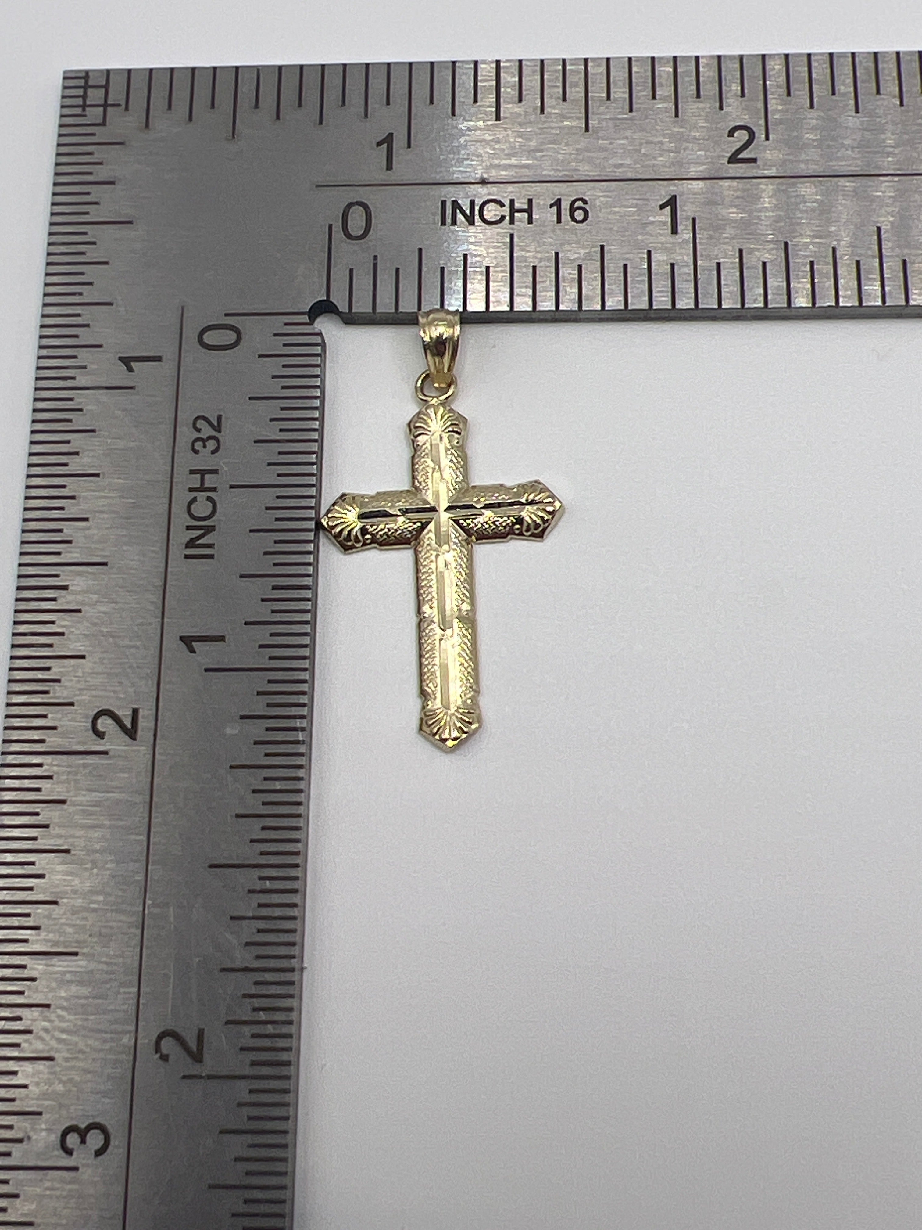 10K Yellow Gold Cross Pendant – Classic Faith Religious Necklace Charm