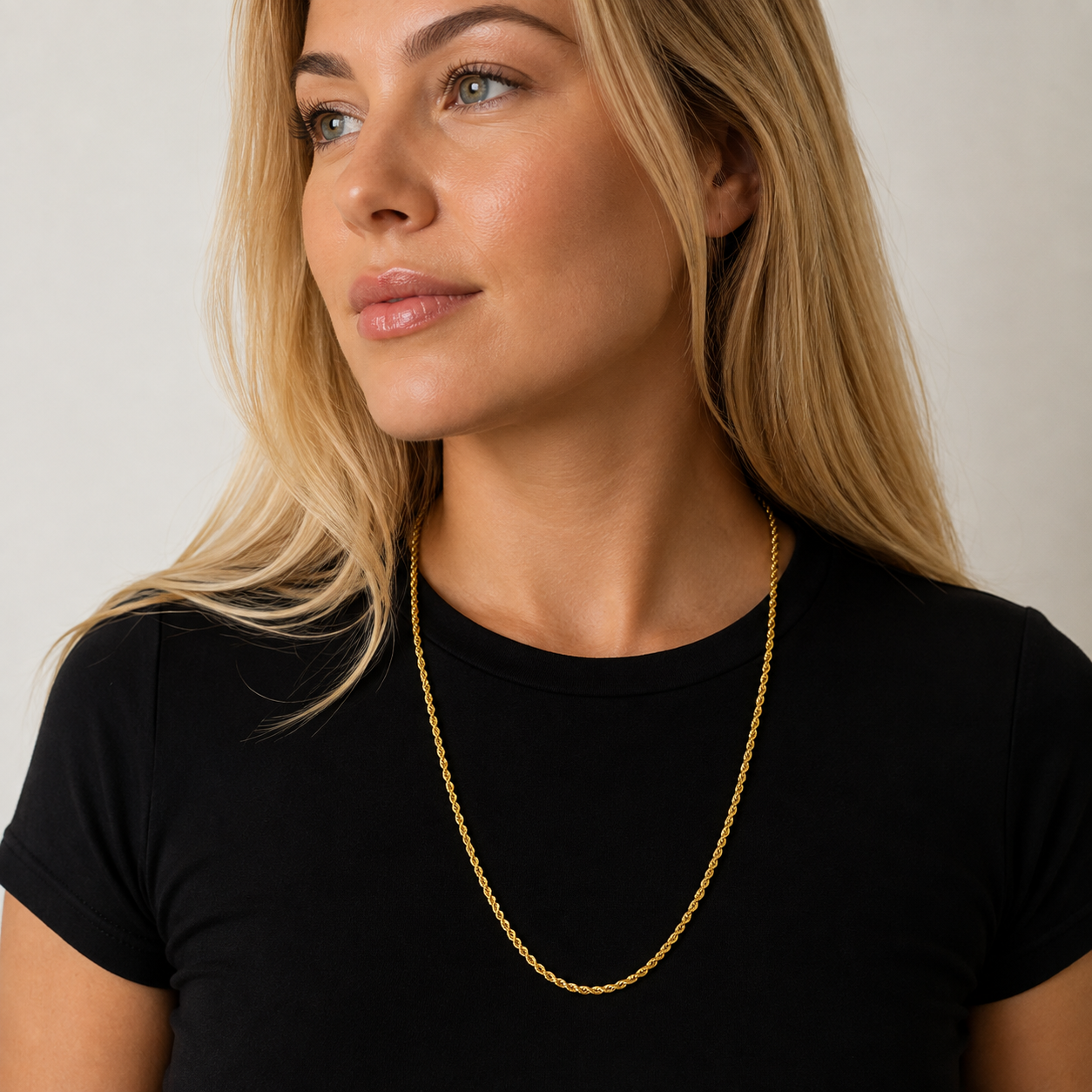 10K Yellow Gold Hollow Rope Chain 2mm 24 Inch