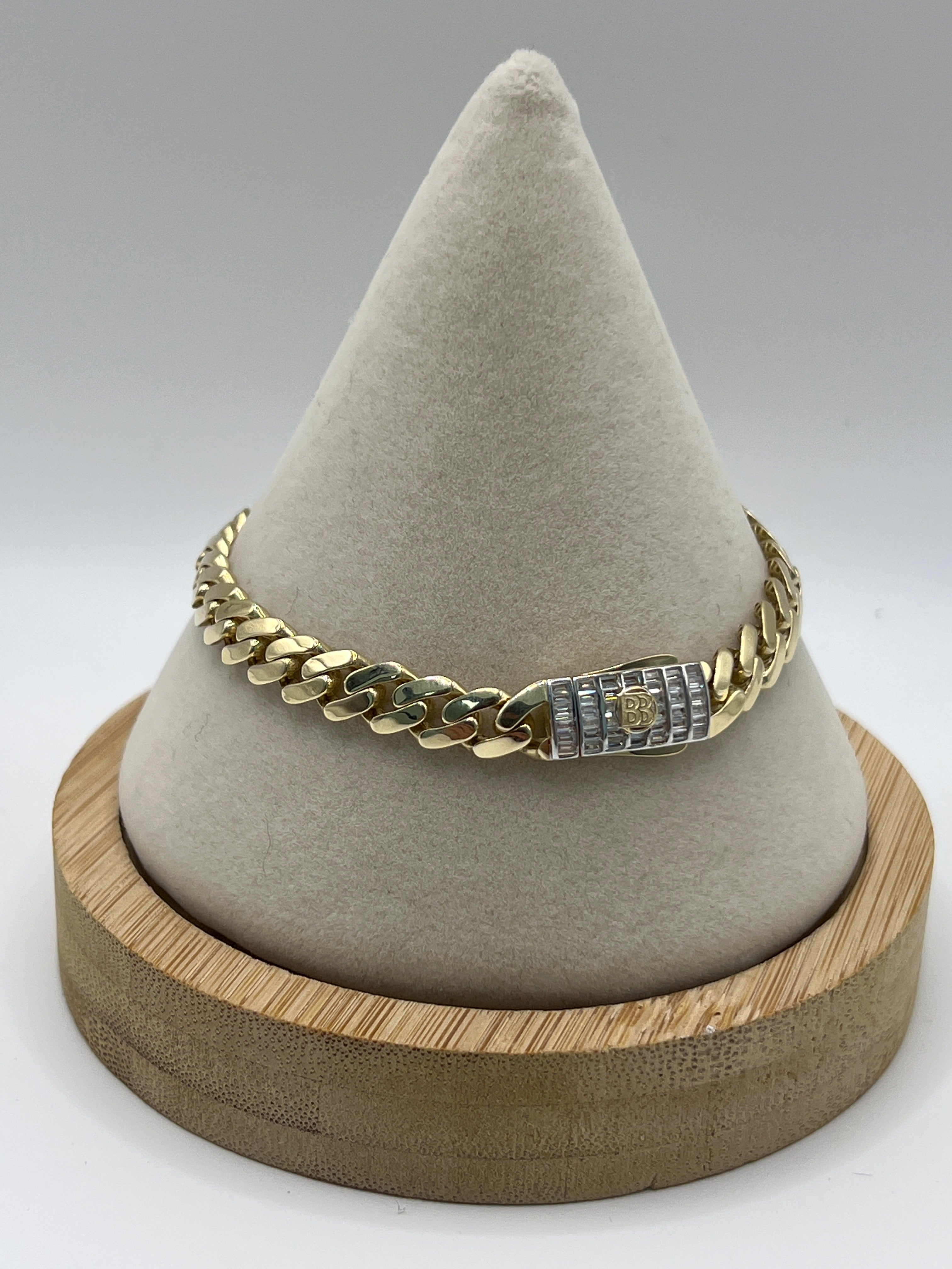 10K Yellow Gold Monaco/Italo Chain 7.5” – 7mm Classic Twisted Necklace Jewelry