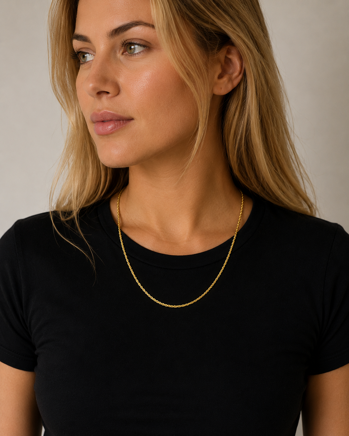 10K Yellow Gold Hollow Rope Chain 2mm 20 Inch