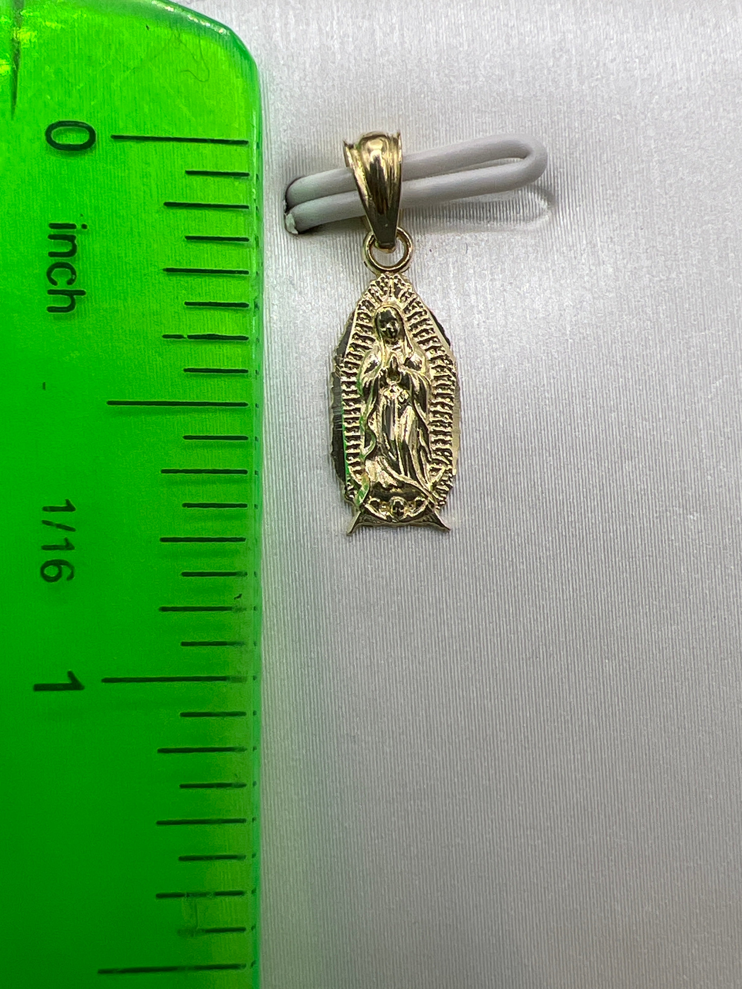 10K Yellow Gold Our Lady of Guadalupe Pendant – Religious Medal Charm Necklace