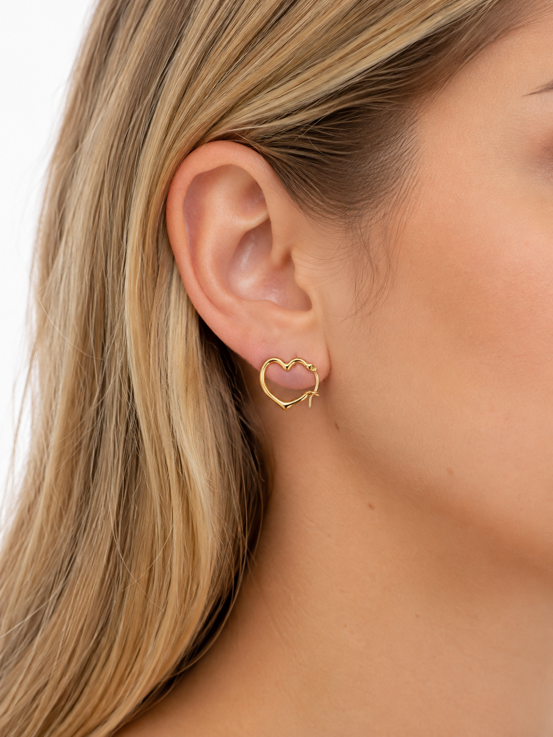 10K Yellow Gold Heart Hoop Earrings | Heart-Shaped Yellow Gold Hoops