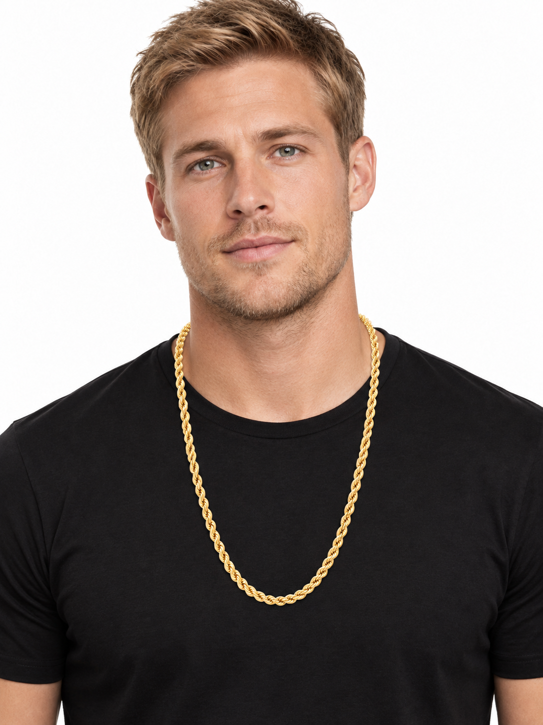 10K Yellow Gold Hollow Rope Chain 5mm, 24 Inches