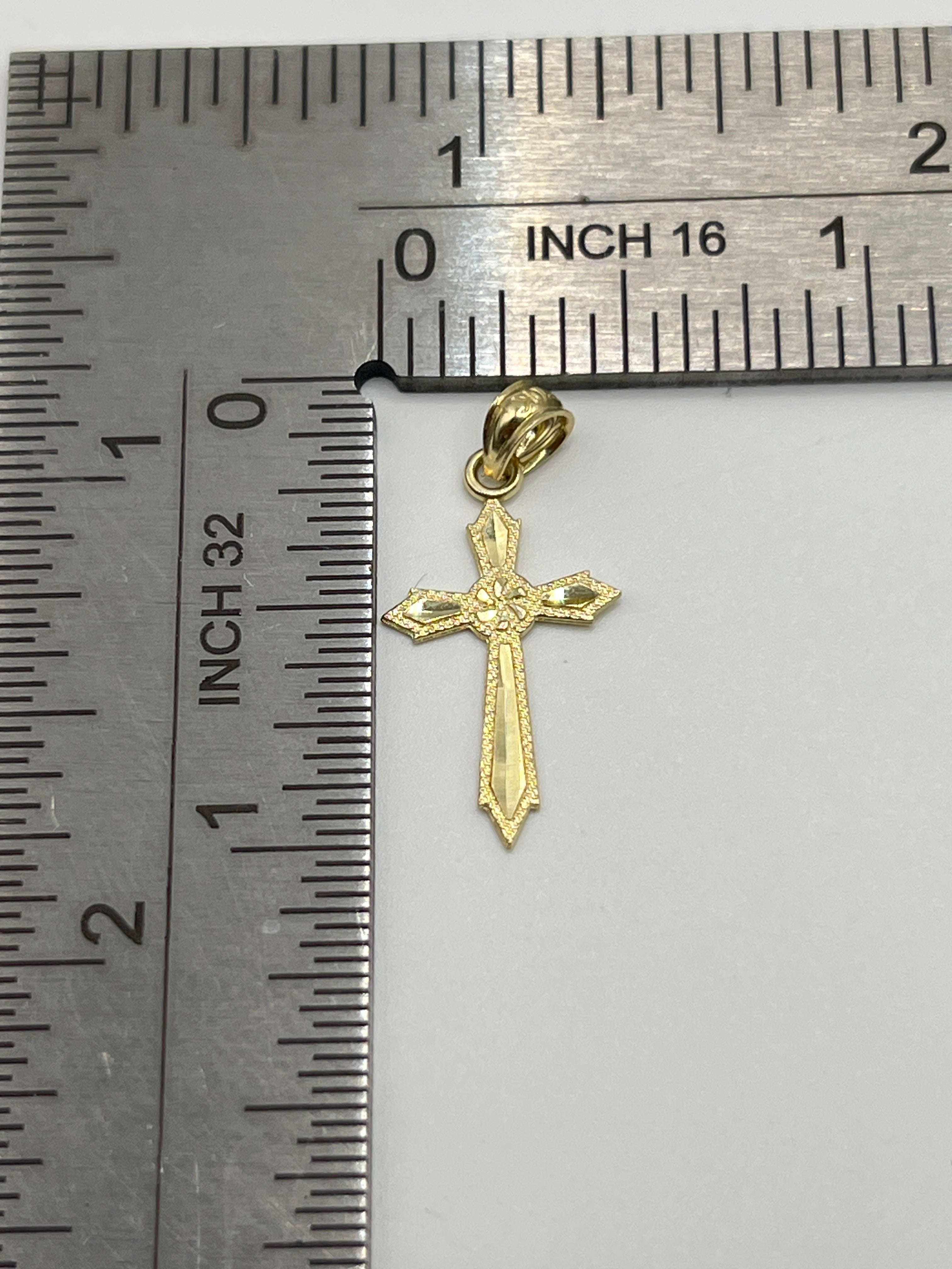 10K Yellow Gold Cross Pendant – Classic Faith Religious Necklace Charm