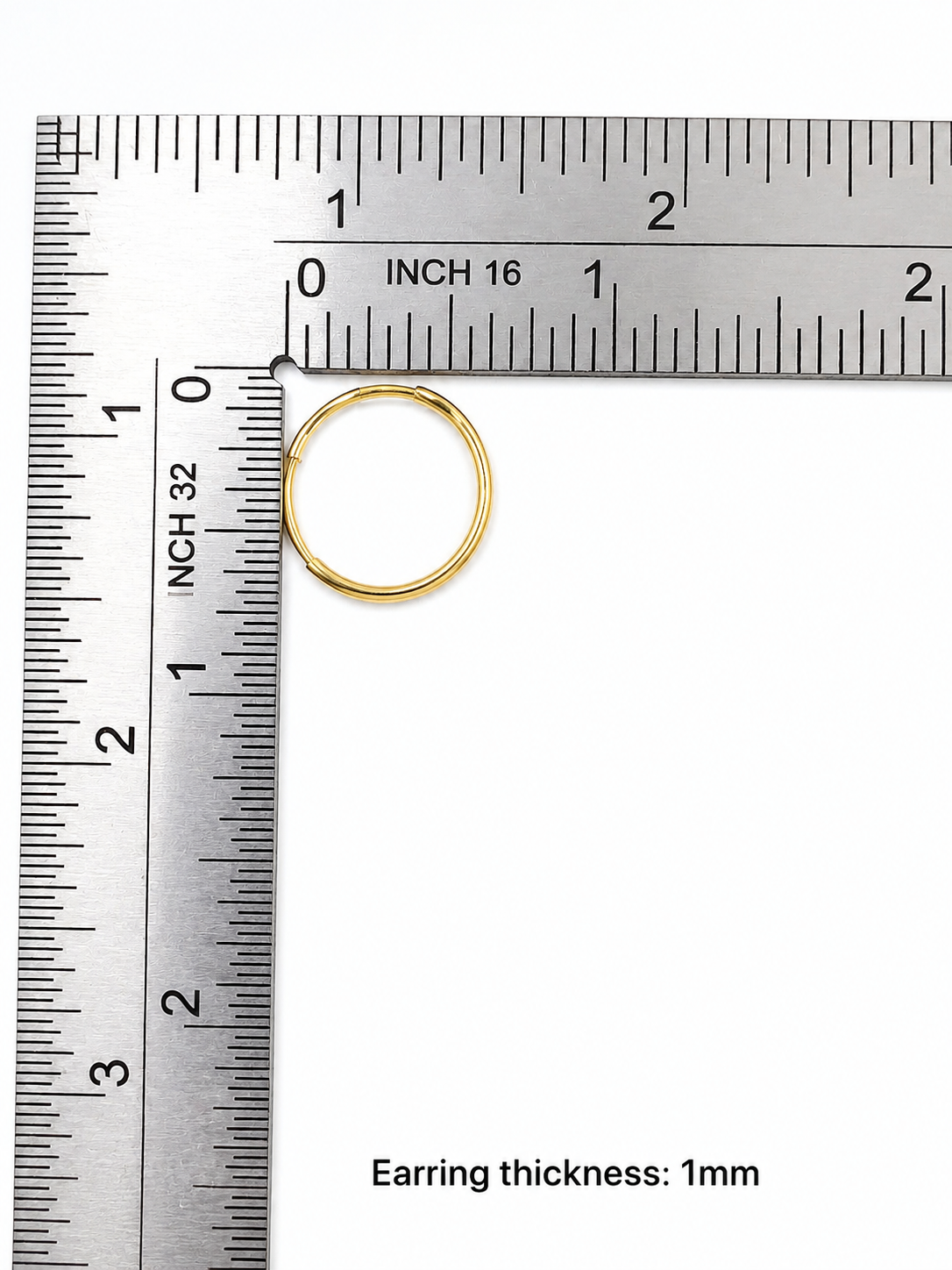 10K Yellow Gold 1mm Hoop Earrings