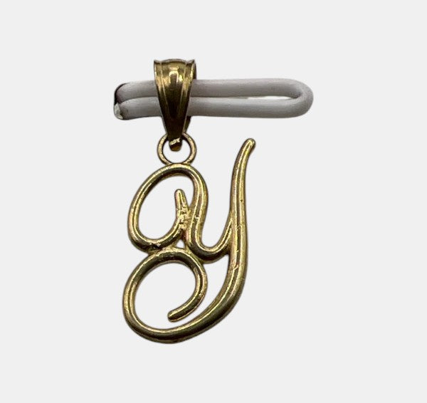 10K Yellow Gold Initial Y Pendant – Personalized Letter Necklace Charm