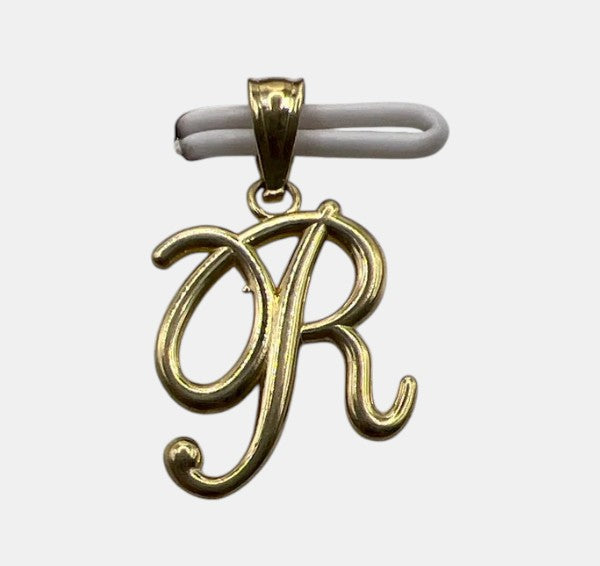 10K Yellow Gold Initial R Pendant – Personalized Letter Necklace Charm