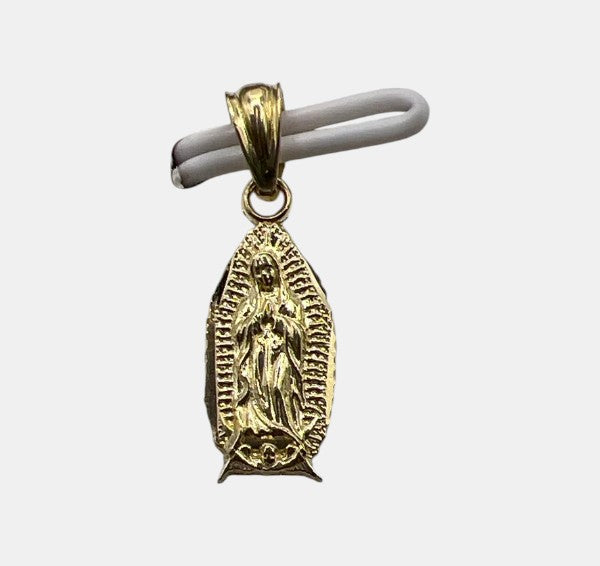 10K Yellow Gold Our Lady of Guadalupe Pendant – Religious Medal Charm Necklace