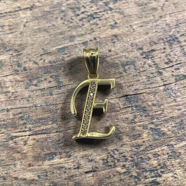 10K Yellow Gold Initial E Pendant – Personalized Letter Necklace Charm