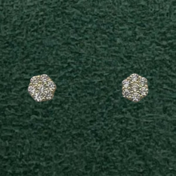 10K Yellow Gold Earrings with White Stones – Elegant Sparkling Stud Earrings