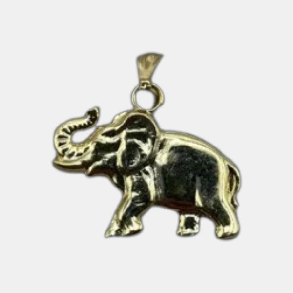 10K Yellow Gold Elephant Pendant – Elegant Animal Gold Necklace Charm