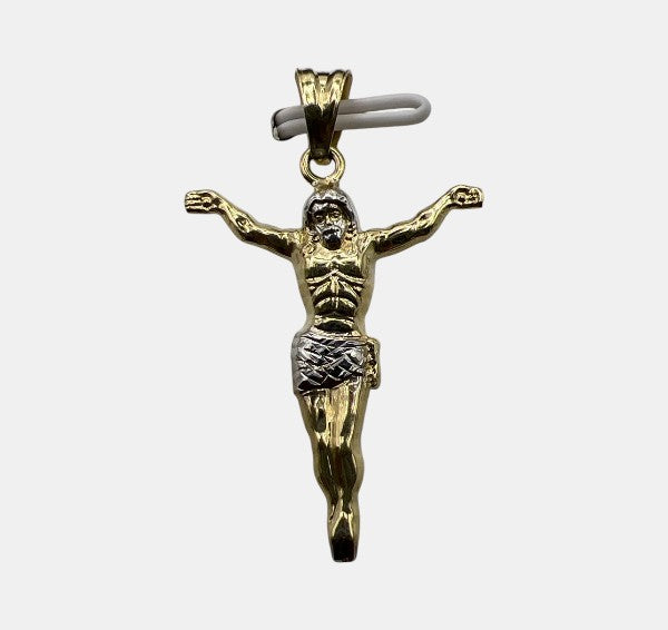 10K Yellow Gold Jesus Pendant – Religious Cross Faith Charm Necklace