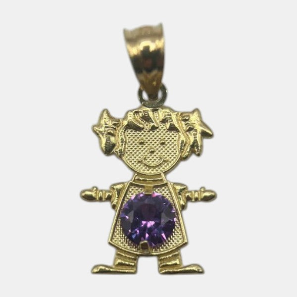 14K Yellow Gold Girl Pendant – Elegant Child Silhouette Gold Necklace Charm