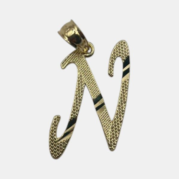 14K Yellow Gold Initial N Pendant – Personalized Letter Gold Necklace Charm