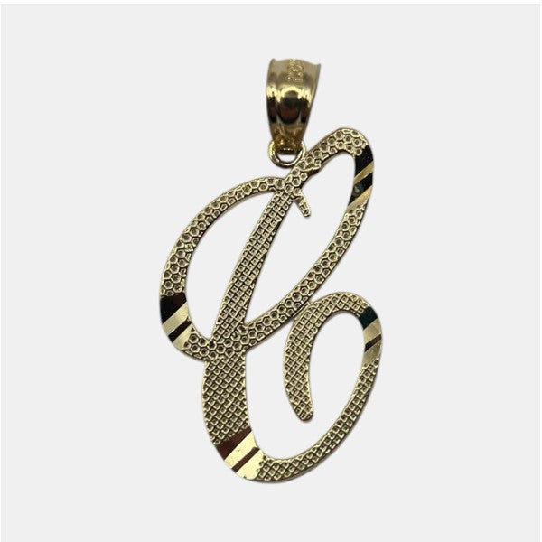 14K Yellow Gold Initial C Pendant – Personalized Letter Gold Necklace Charm