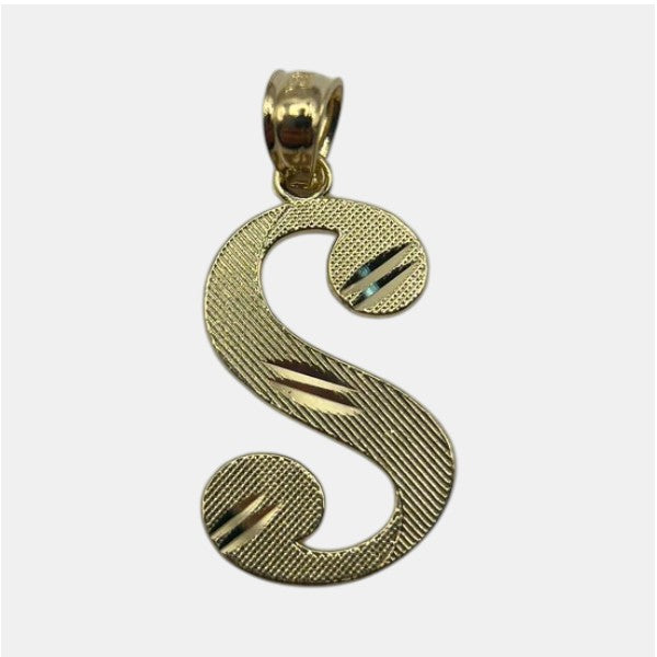14K Yellow Gold Initial S Pendant – Personalized Letter Gold Necklace Charm