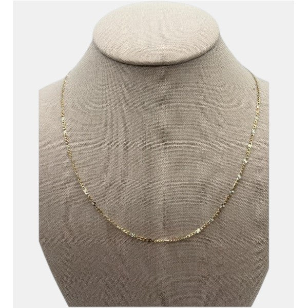 10K Gold Three-Valentine Chain 20” – 2mm Classic Link Necklace Jewelry