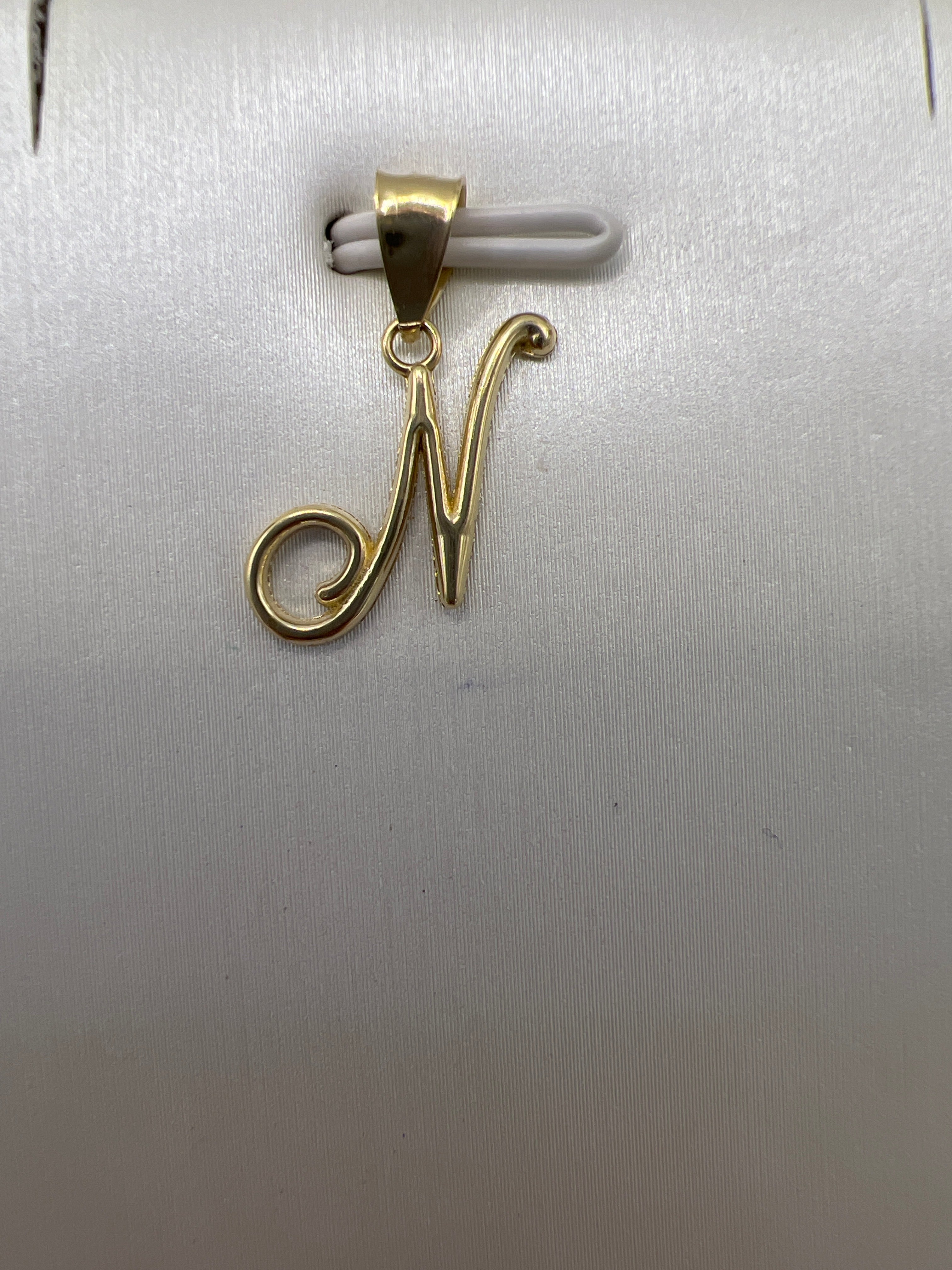 10K Yellow Gold Initial N Pendant – Personalized Letter Necklace Charm