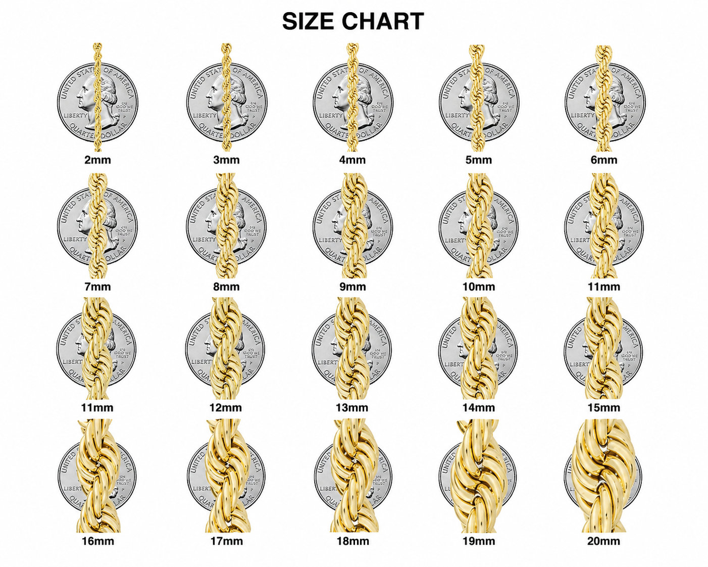10K Yellow Gold Hollow Rope Chain “22” 3mm