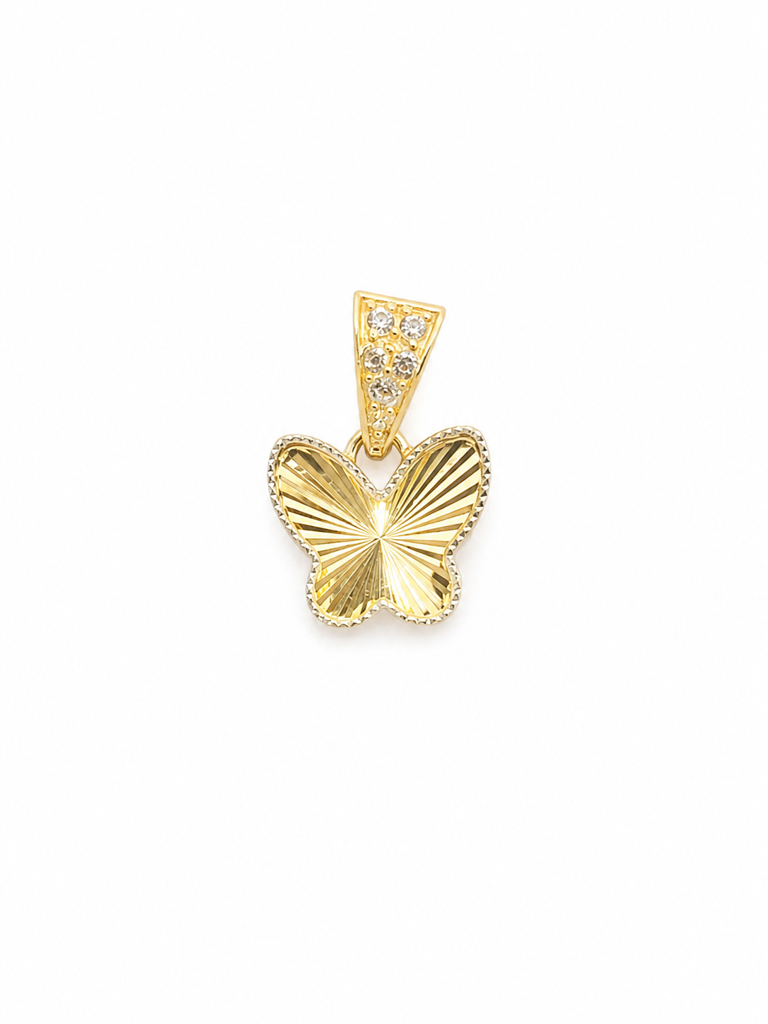 10K Yellow Gold Butterfly Pendant with Silicone Stones