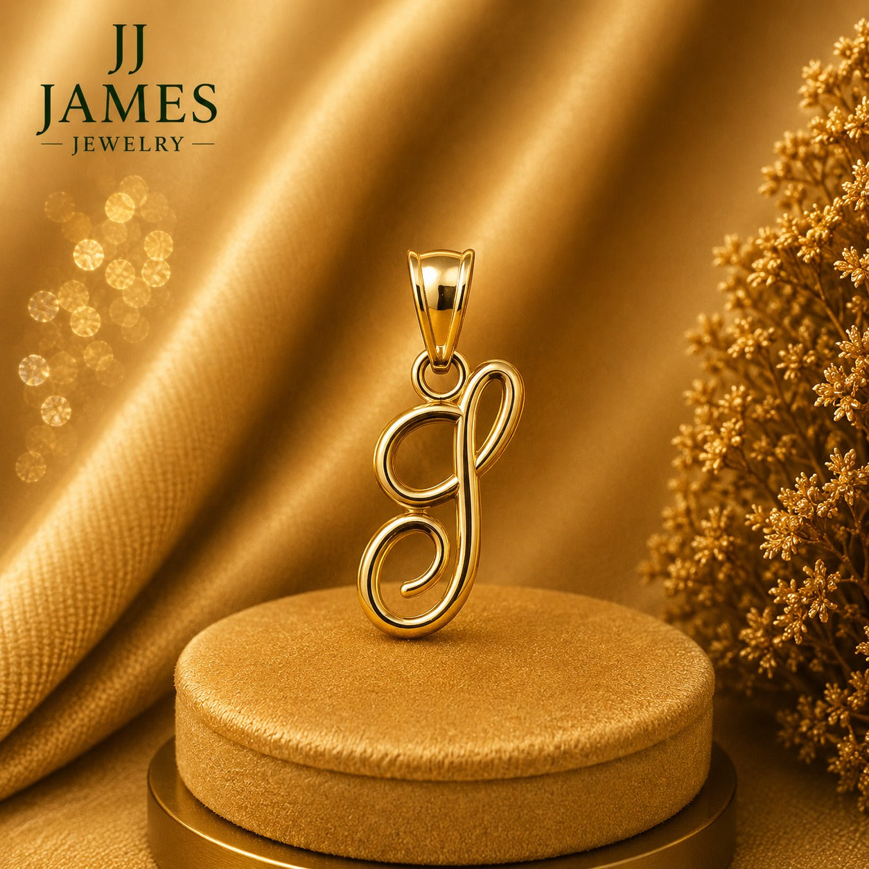 10K Yellow Gold Initial J Pendant – Personalized Letter Necklace Charm