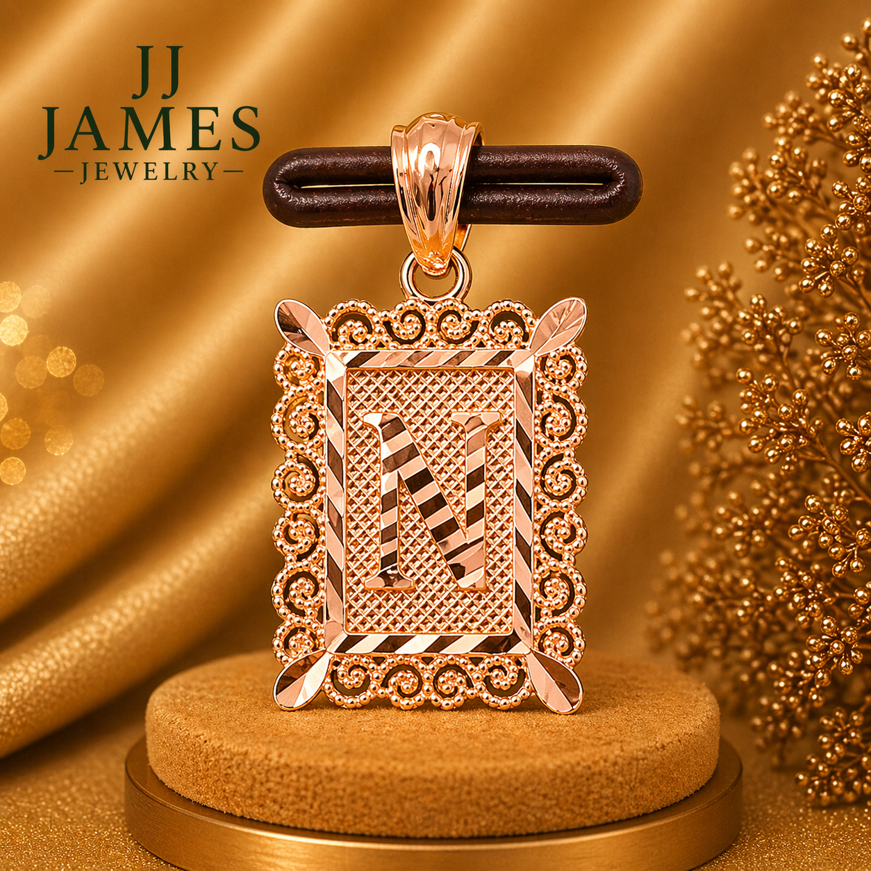 10K Yellow Gold Initial N Pendant – Personalized Letter Necklace Charm