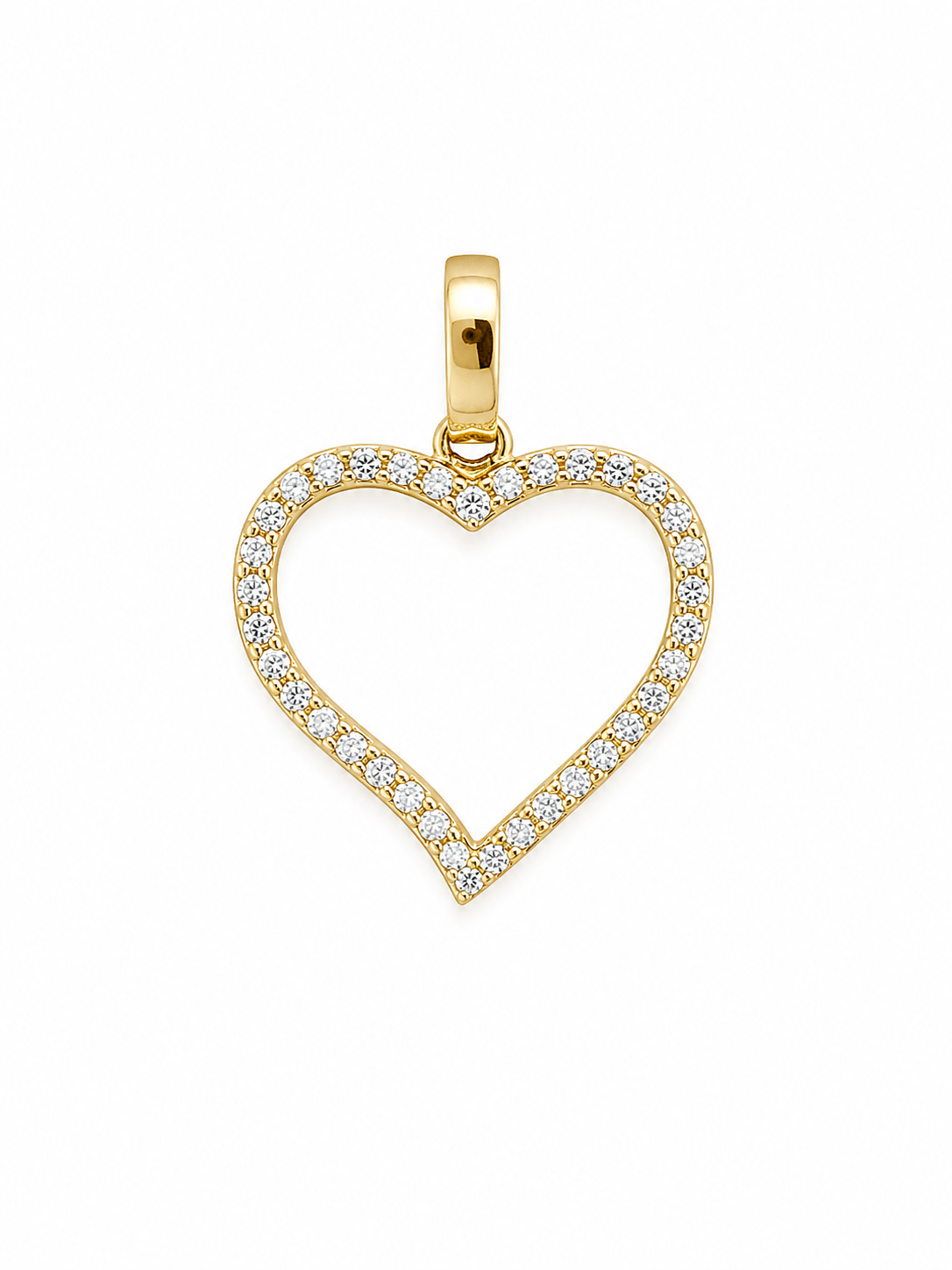 10K Yellow Gold Heart Pendant with Cubic Zirconia