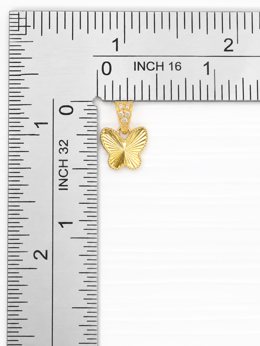10K Yellow Gold Butterfly Pendant with Silicone Stones