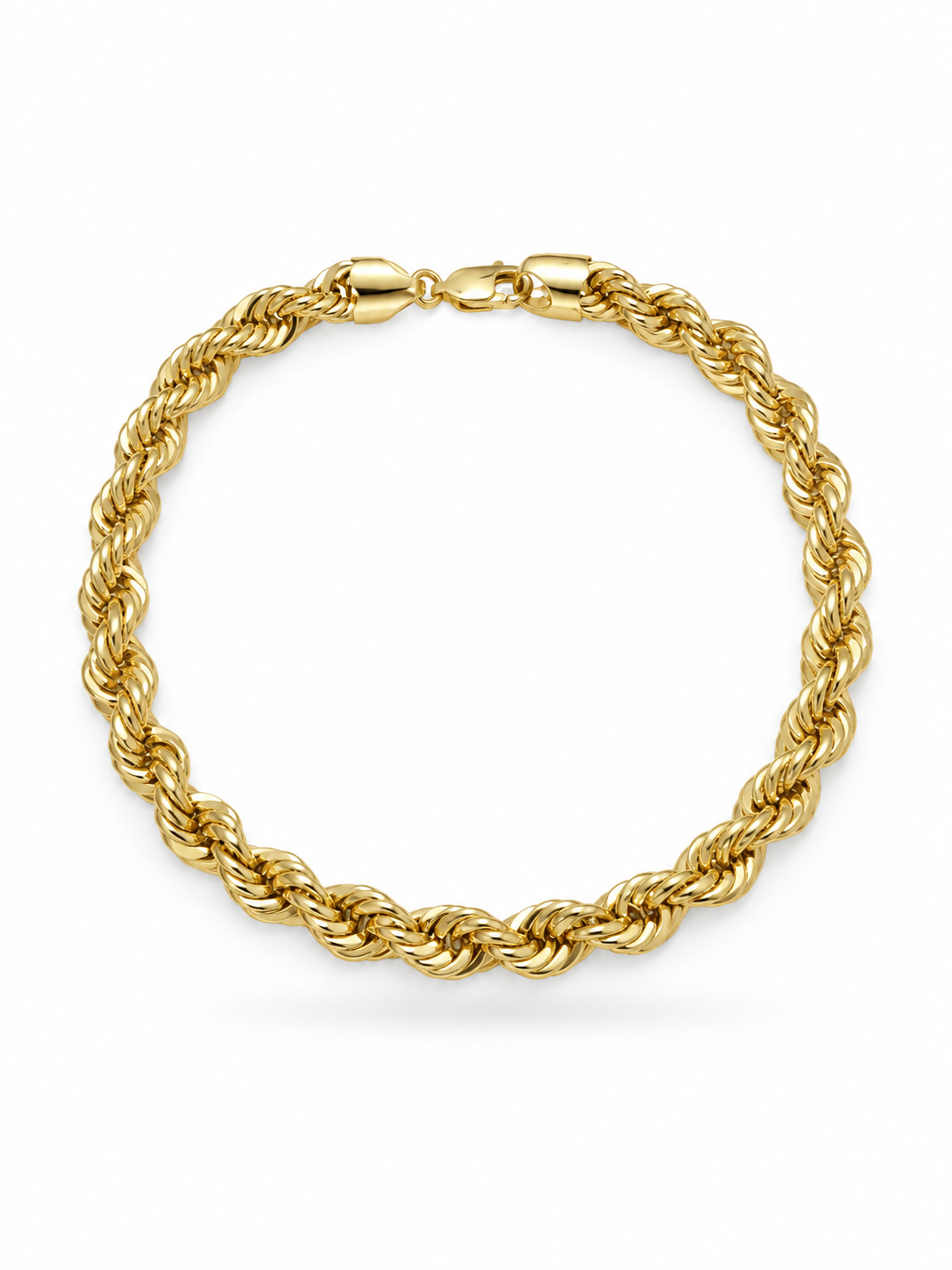 10K Yellow Gold Rope Bracelet, 5mm – Size “8” Hollow